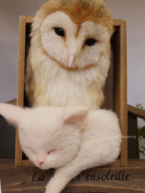 ねこ ふくろう 羊毛フェルト リアル