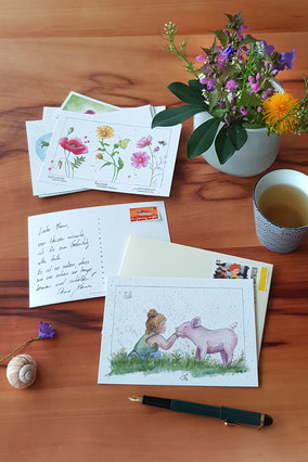 Geschenkkarten, schreib mal wieder! Illustration © 2023 Marion Gnadl, Huglfing
