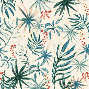 printed designer wallpaper with small aquarell drawn leaves / papier peint / MADEMOISELLE CAMILLE / Druck Tapete / Print Tapete