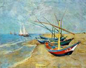 Segelboote am Strand von LesSaintes-Maries-de-la-Mer