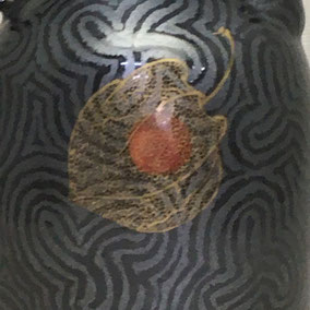 アート・ムトウ｜末岡信彦｜銀黒釉金彩 網酸漿 水注