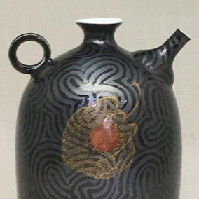 アート・ムトウ｜末岡信彦｜銀黒釉金彩 網酸漿 水注