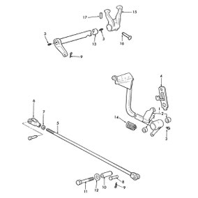 El pedal para embrague de Ford 7610S y sus componentes.