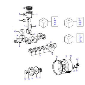 Diagrama de monoblock AD4.248 MF 285 antigüo y sus componentes.