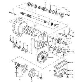 Diagrama del eje trasero de alto despeje para New Holland Génesis 5610S, 6610S, 7610S y sus componentes.