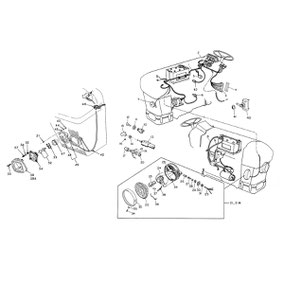Diagrama del sistema eléctrico frontal para Ford 7610S y sus componentes.