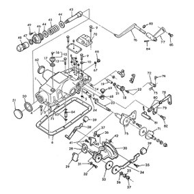 Diagrama de la tapa hidráulica de levante para Ford 7610S y sus componentes.