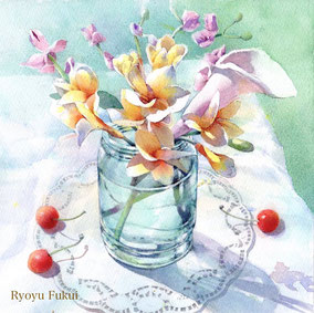 水彩画(花)№207 静物・花 - /自選作品を一同に展示