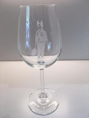 Verre à vin en cristal - décor diable