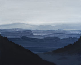 Forests and Mountains 40x50cm vinyl op canvas 2025 (Privé collectie Toulouse Frankrijk)