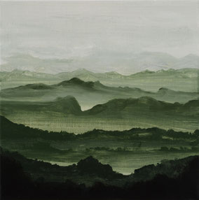 Mountains. Green Landscape 40x40cm acryl op canvas 2025 (Privé collectie Zutphen NL)