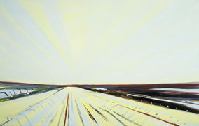 Matthieu van Riel Schilderijen. Aardappelveld Groningen 50x78cm olie op canvas 1998
