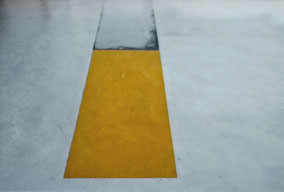 Pigment en metaalplaat op vloer 340x60cm 1987