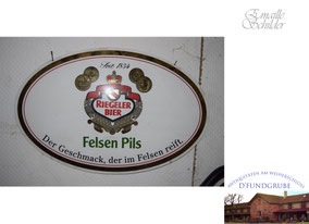 Riegeler Bier, Felsen Pils, Schild, Emmaille