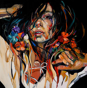 UNDER GIANT TREES, oil on canvas 120x120cm, 2024