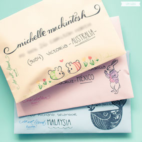 Envelope to Australia, Mexico and Malaysia by Sami Garra