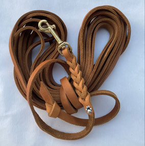 Fettlederleine, Breite 12 mm,Karabiner Messing