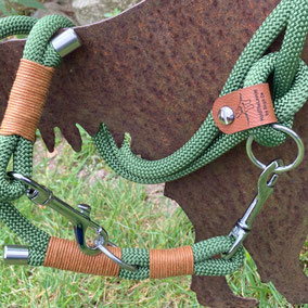 Nylon, 10 mm Durchmesser Feerngreen Takelung in kamelbraun mit Metallteilen in Edelstahl 