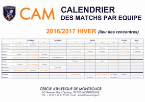 Calendrier des Matchs par Equipe Hiver