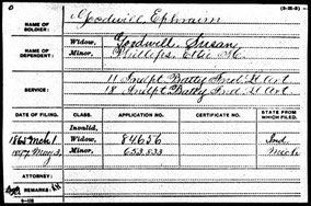 Ephraim Goodwill Pension Record (ancestry.com)  (click to enlarge) 