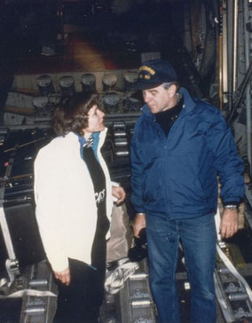 NOAA Chief Scientist Sylvia Earle & CNE, on the way to Valdez, AK, March 1989
