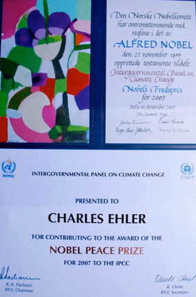 IPCC Award to CNE for his Contribution to IPPC's Nobel Peace Prize, 2007