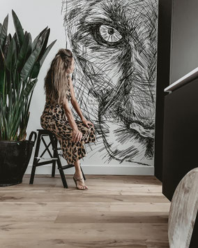 Muurtekening woonkamer