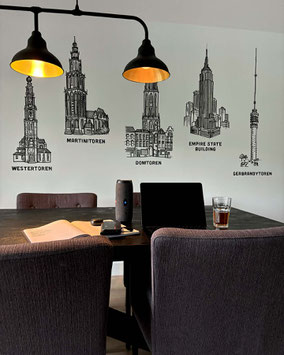 Muurtekening woonkamer