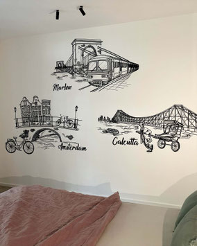 Muurtekening / Muurschildering kinderkamer