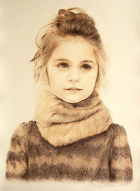 Mädchenportrait Sepia, Portraitzeichnung, Sepiazeichnung 