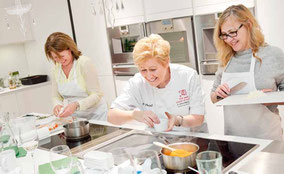 Ann Hood cookery lesson London cookery school chef in action