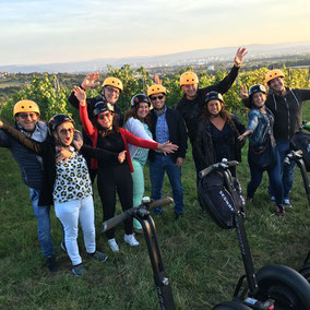 Segway-Tourteilnehmer in den Reben