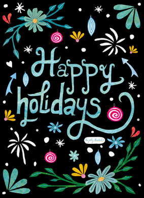 Happy holidays, Christmas greeting card design by the jolly illustrator aka Elze van den Akker