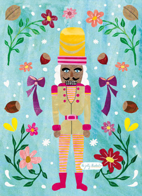 Nutcrackers, festive holiday card design for licensing by Elze van den Akker aka the jolly illustrator