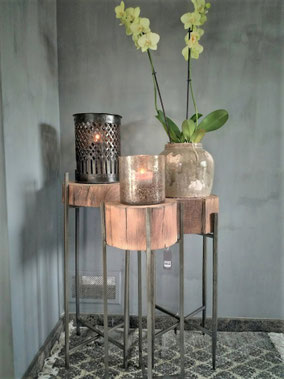 Boomstam plantentafels (diverse afmetingen), Stoer, Sober, Industrieel, Puur, Robuust, Grof, Landelijk wonen, Sfeervol, Geleefd, Stijlvol, Doorleefd, landelijke stijl, landelijke decoratie, vintage.