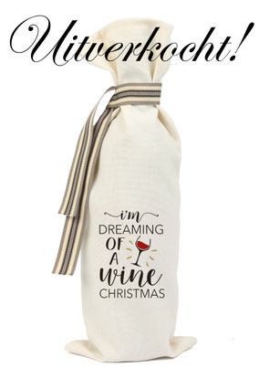 Wijnzak "Dreaming of a wine christmas", origineel cadeau, Zuid-Afrika, verjaardagscadeau, feestdagen