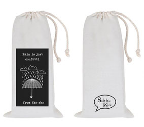 Kado sakkie middelgroot "rain is just confetti from the sky", origineel cadeau, Zuid-Afrika, verjaardagscadeau, feestdagen