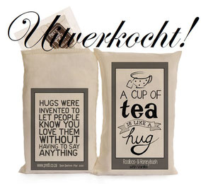 Thee van Sakkie Kado "A cup of tea is like a hug bag", origineel cadeau, Zuid-Afrika, verjaardagscadeau, feestdagen