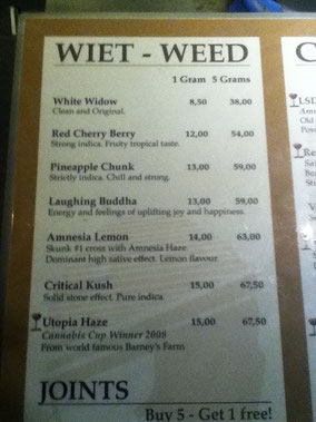 menu weed coffeeshop amnesia amsterdam