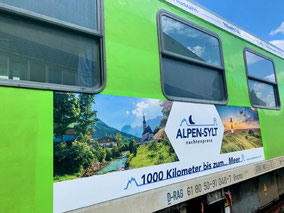 Alpen - Sylt Nachtexpress, in einer Nacht mit dem Liegewagen Sylt-Salzburg oder Salzburg-Sylt