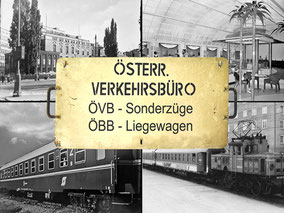 Das Österreichische Verkehrsbüro ÖVB in Wien, der Opernringhof und ÖBB Liegewagen