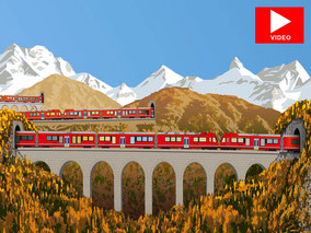 Weltrekord in der Schweiz, der längste Personenzug der Welt auf der Rhätischen Bahn, Schweiz & Eisenbahn Jubiläum 175 Jahre