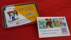Cartes de visite. Emmanuelle OLGUIN. COBEditions. BD jeunesse, les aventures de Julie et Beau Prince