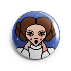 ICONS ICONES PRINCESSE LEIA ILLUSTRATION BADGE MAGNET MIROIR / CREATION ORIGINALE © Stephanie Gerlier / T FOR TIGER