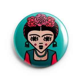 BADGE, MAGNET OU MIROIR DE POCHE "FRIDA  copyright Stephanie Gerlier 2018 / T FOR TIGER