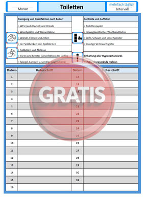 gratis Download Reinigungsliste Toiletten