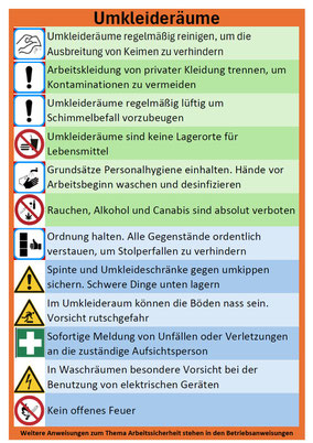 gratis Aushang Arbeitsanweisung Umkleideräume