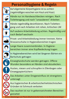 gratis Aushang Arbeitsanweisung Personalhygiene