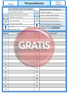 gratis Download Reinigungsliste Personalräume