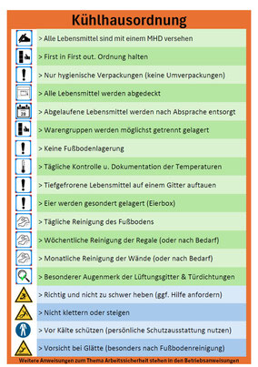 gratis Aushang Kühlhausordnung